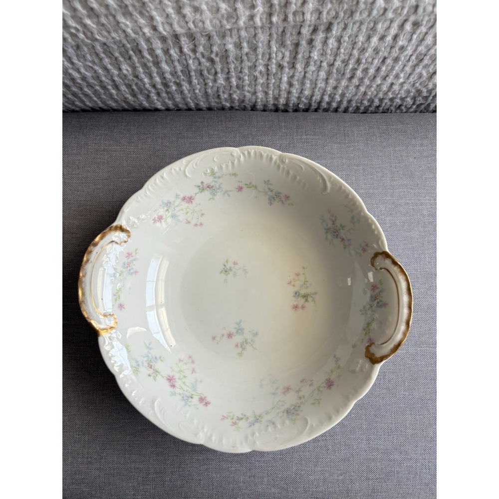 Theodore Haviland‎ Limoges SCHLEIGER Blue Pink Floral Round Serving Dish Bowl